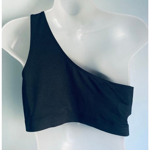 Victoria's Secret PINK Sport Bra Medium Black One Shoulder NWOT - Picture 3 of 4